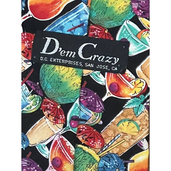 Dem Crazy 100% Cotton Tie Cocktails and Drinks Pattern - Picture 4 of 4